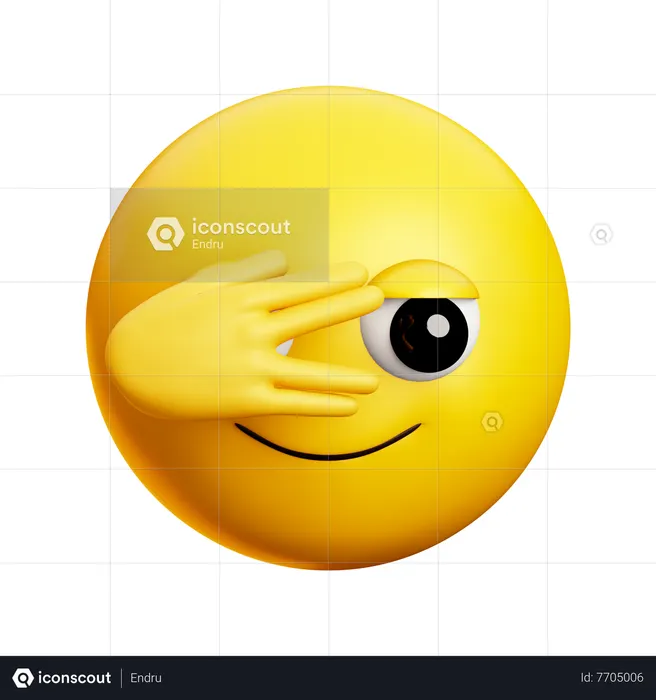 Peeking Eye Face Emoji 3D Icon download in PNG, OBJ or Blend format