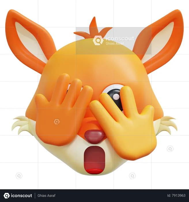 Peeking Eye Face Fox Emoticon Emoji 3D Icon