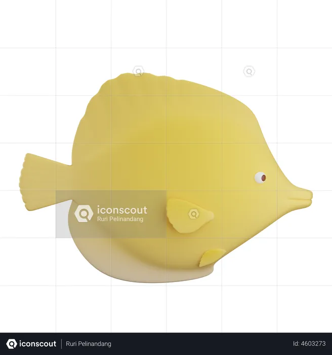 Peixe com espiga amarela  3D Illustration