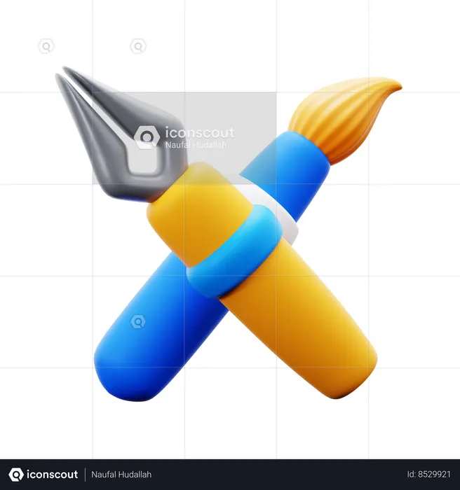 Pen And Brush  3D Icon