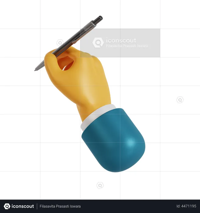Pen Holding Hand Gesture  3D Illustration