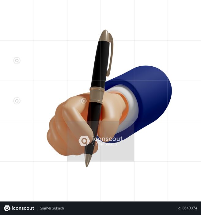 Pen In Hand 3D Illustration