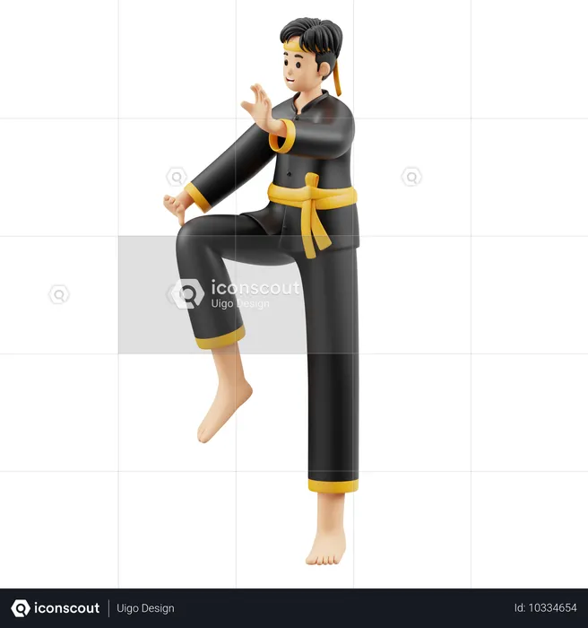 Pencak Silat Avoiding Leg Kicks  3D Illustration