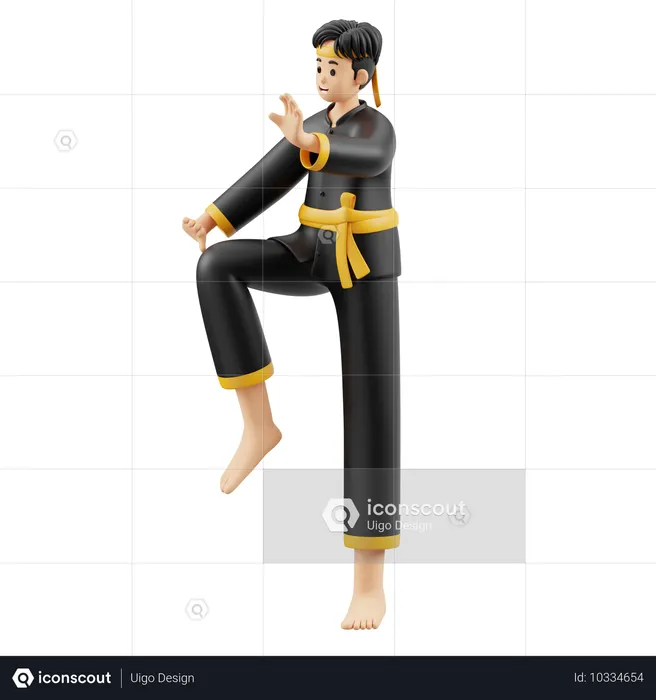 Pencak Silat Avoiding Leg Kicks  3D Illustration