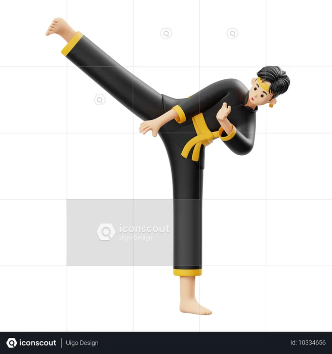 Pencak Silat Kick To Neck  3D Illustration