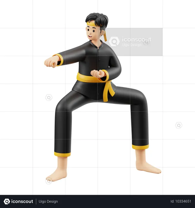 Pencak Silat mantiene el equilibrio corporal  3D Illustration