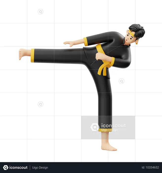 Pencak Silat Patada al estómago  3D Illustration