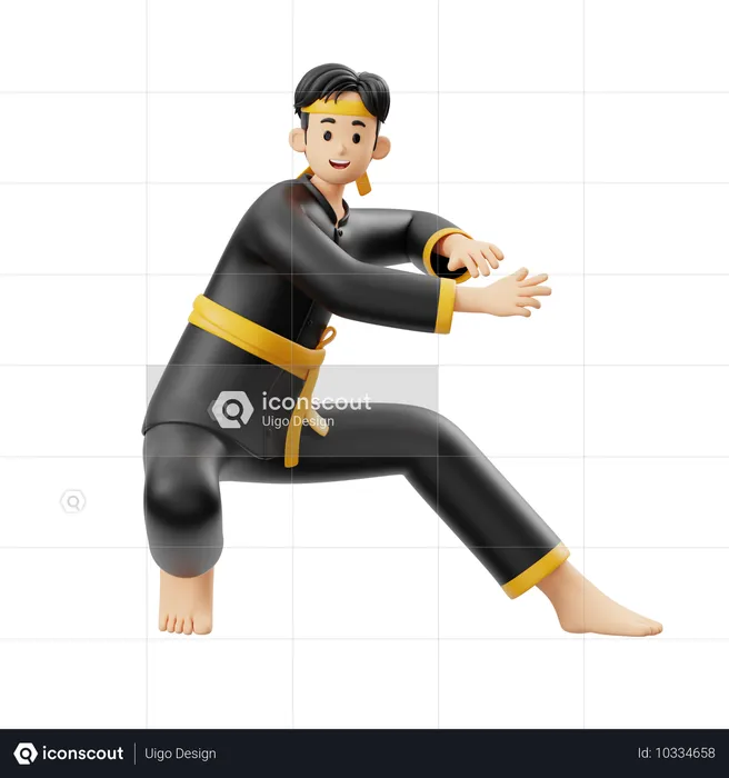 Pencak Silat Pounce 스타일  3D Illustration