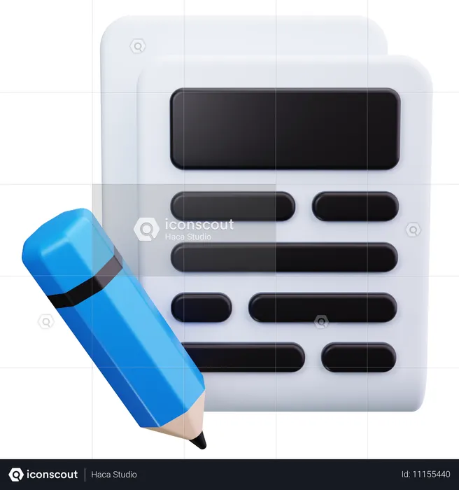 연필  3D Icon