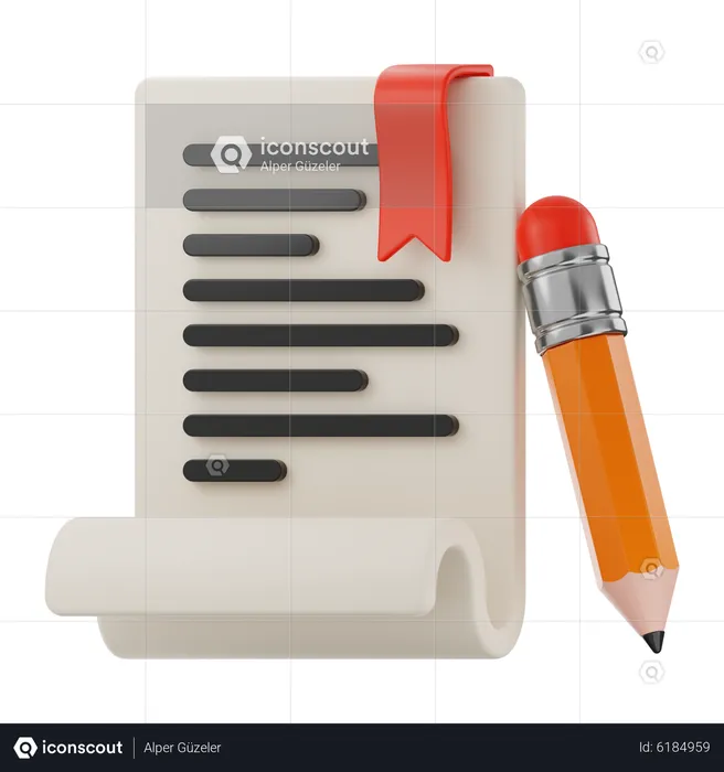 Pencil And Document  3D Icon