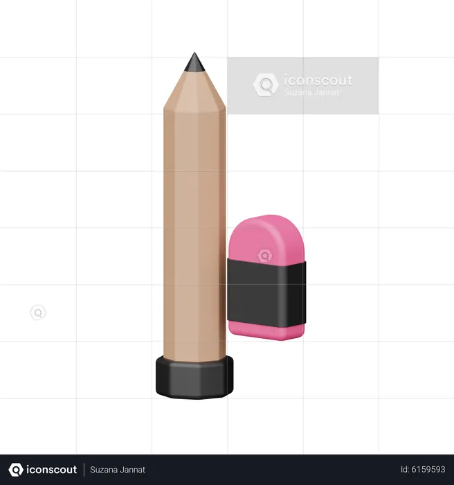 Pencil And Erase  3D Icon