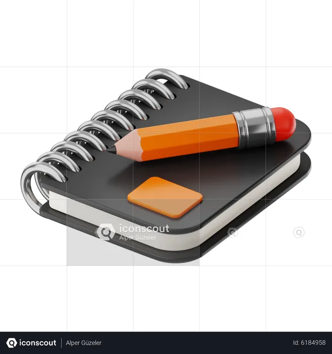 Pencil And Notebook  3D Icon