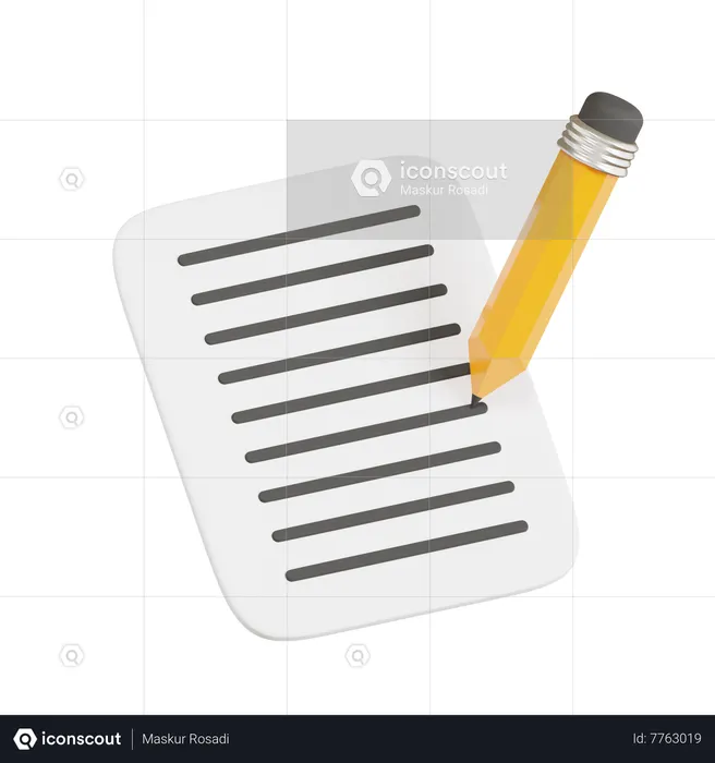 Pencil and Paper  3D Icon