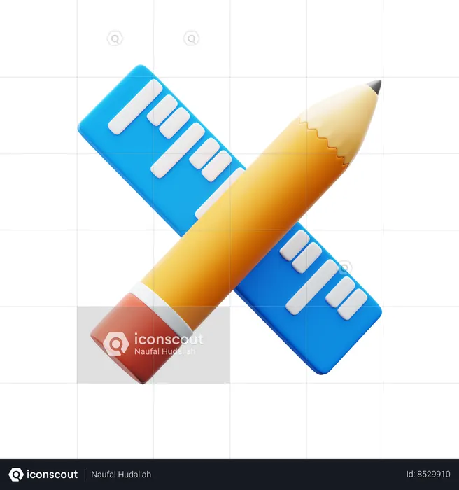 Pencil And Ruler  3D Icon