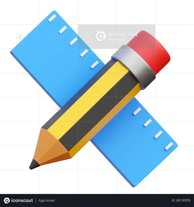 Pencil and Ruler  3D Icon