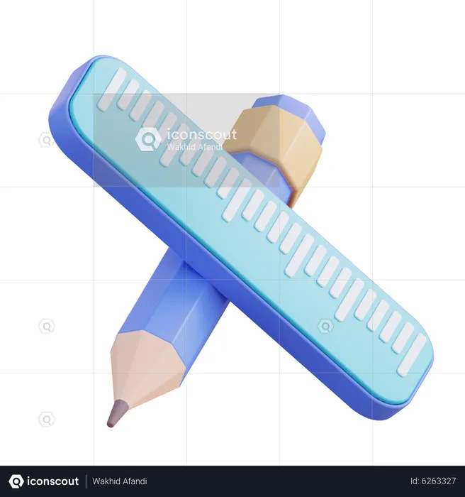 Pencil And Ruler  3D Icon