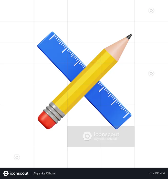 Pencil And Ruler  3D Icon