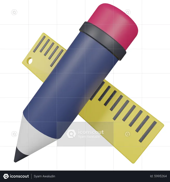 Pencil And Ruler  3D Icon