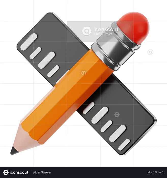 Pencil And Ruler  3D Icon