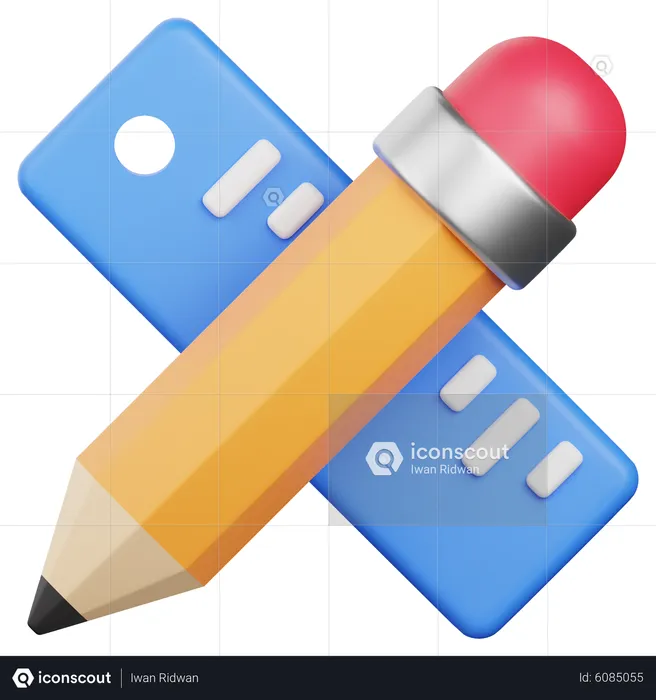 Pencil And Ruler  3D Icon