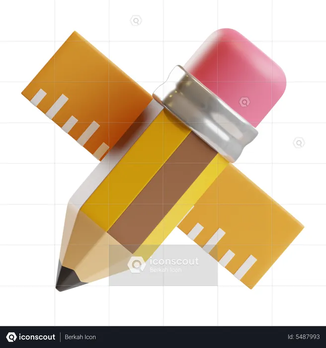 Pencil and Ruler  3D Icon