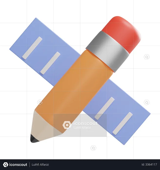 Pencil And Ruler  3D Icon