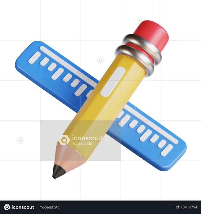 Pencil And Ruler  3D Icon