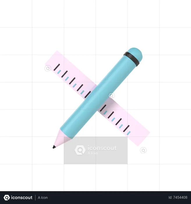 Pencil And Ruler  3D Icon