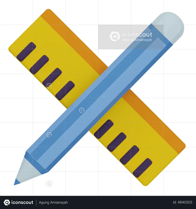 Pencil And Ruler  3D Icon