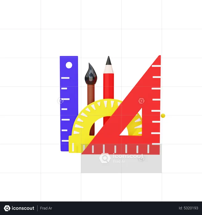 Pencil And Ruler  3D Icon