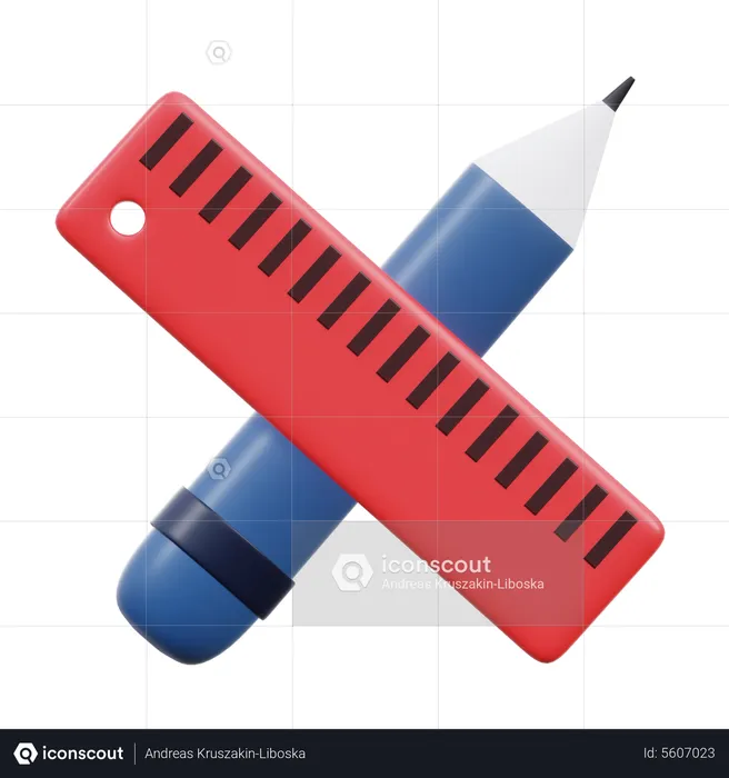 Pencil and Ruler  3D Icon