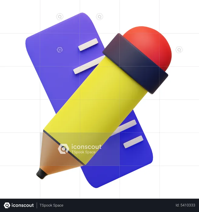 Pencil And Ruller  3D Icon