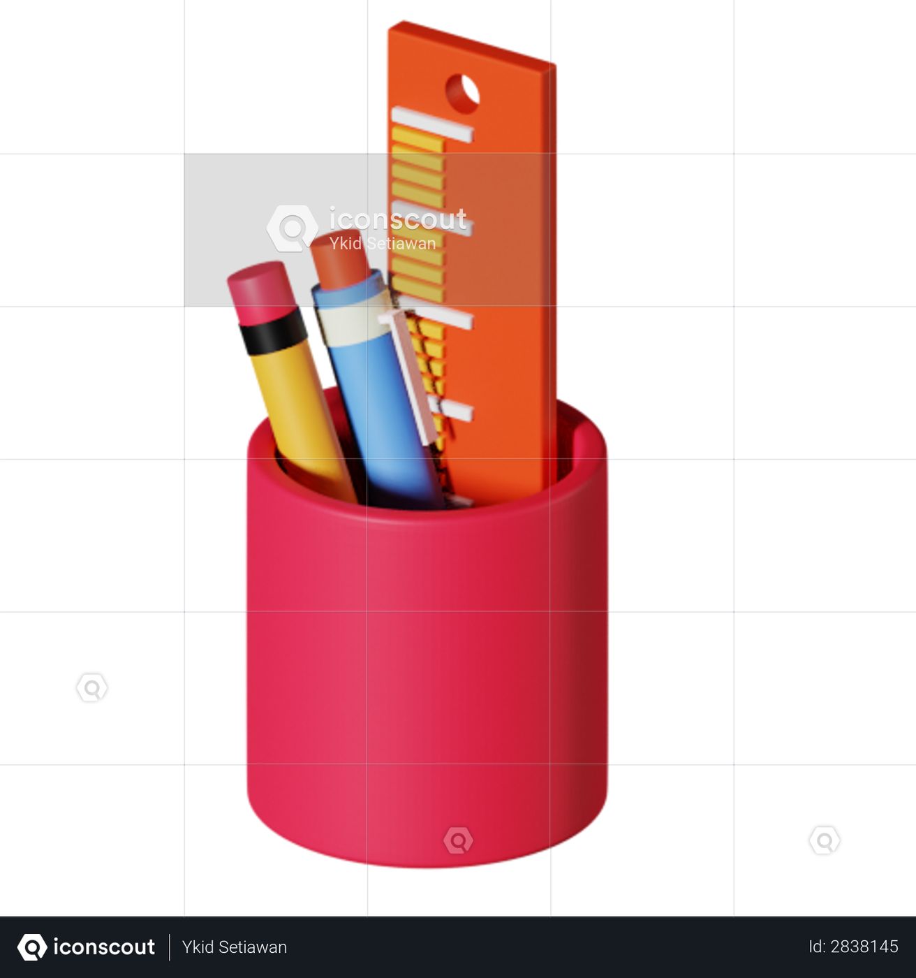 Premium Pencil holder 3D Illustration download in PNG, OBJ or Blend format