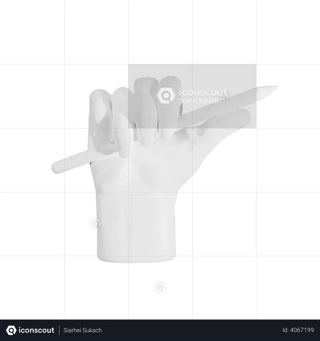 Pencil Holding Gesture  3D Illustration