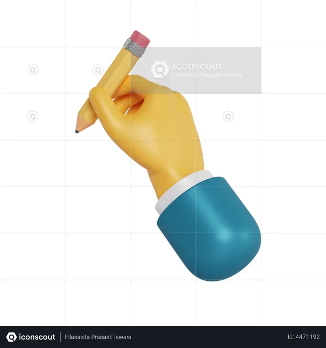 Pencil Holding Hand Gesture  3D Illustration