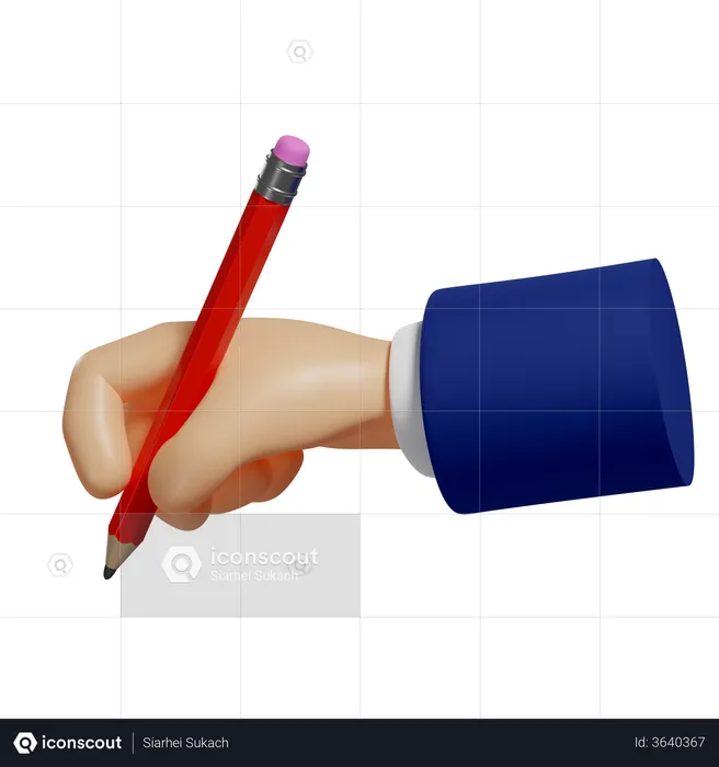 Pencil In Hand  3D Illustration