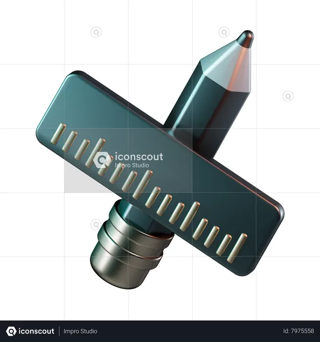 Pencil Ruler  3D Icon