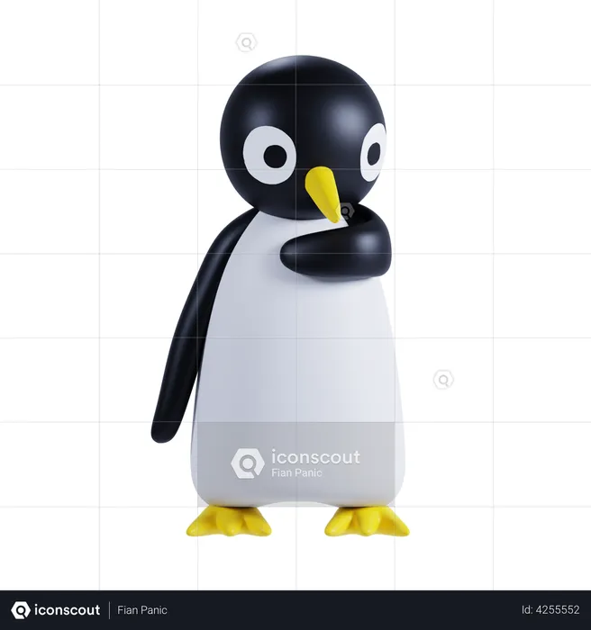 Penguin Thinking Something  3D Illustration