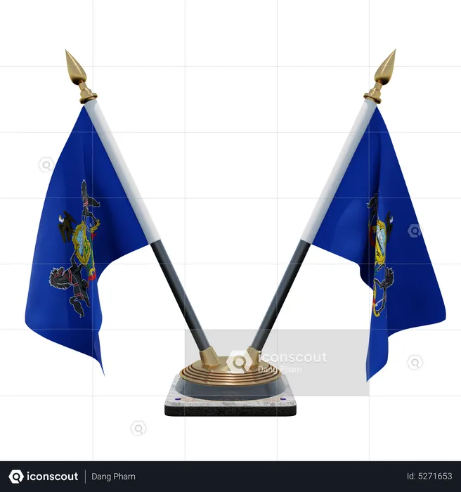 Pennsylvania Double (V) Desk Flag Stand Flag 3D Icon