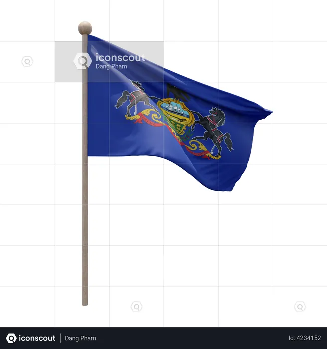 Pennsylvania Fahnenmast  3D Flag