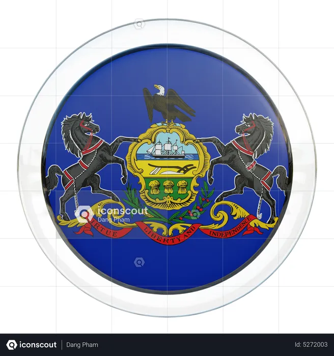 Pennsylvania Round Flag Flag 3D Icon