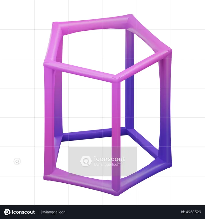 Pentagonal Prism Wireframe  3D Icon