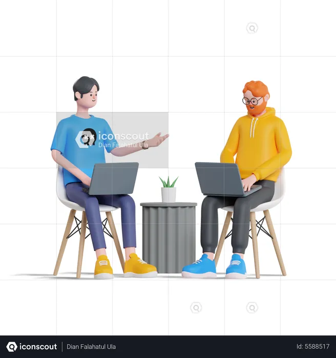 People Discuss About Work  3D Illustration