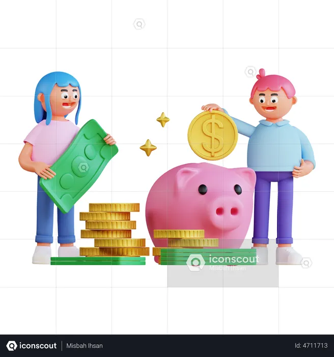 People doing money investment  3D Illustration
