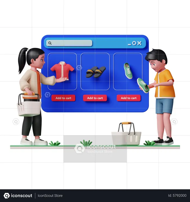 People doing online shopping  3D Illustration