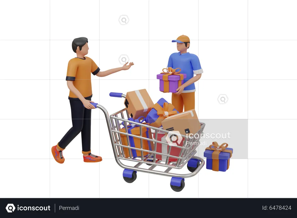 People doing shopping for reward  3D Illustration