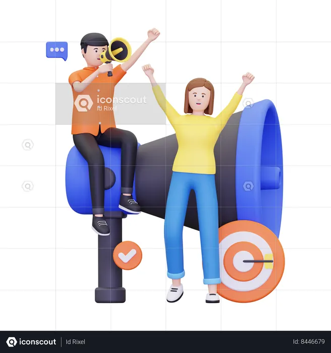 People doing Social media marketing  3D Illustration