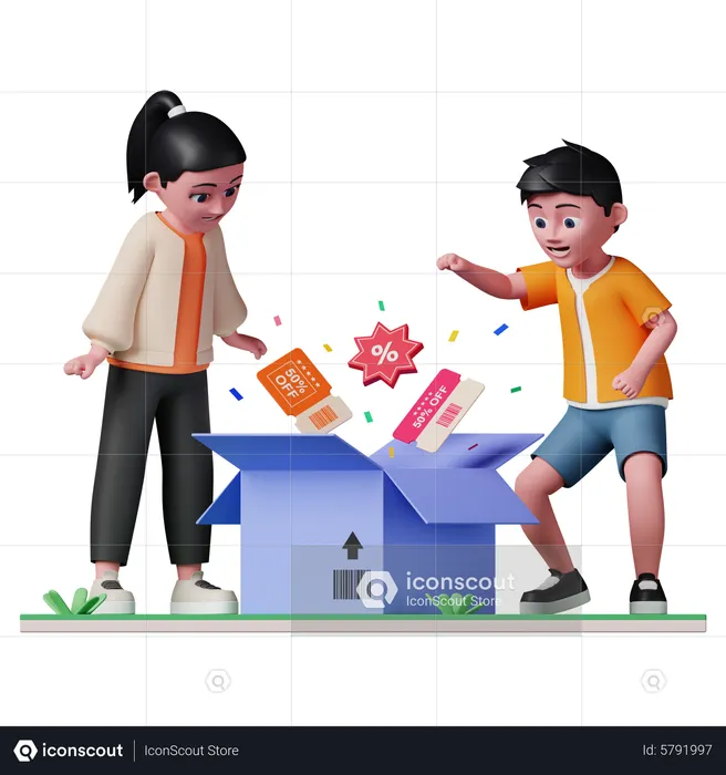People getting discount coupon  3D Illustration