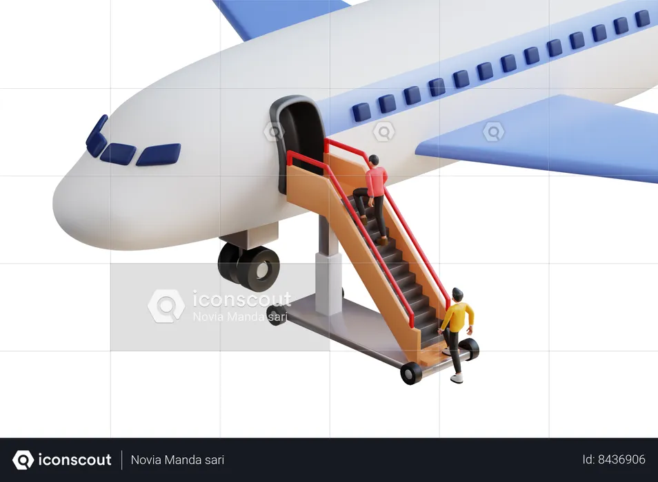 People getting on flight  3D Illustration