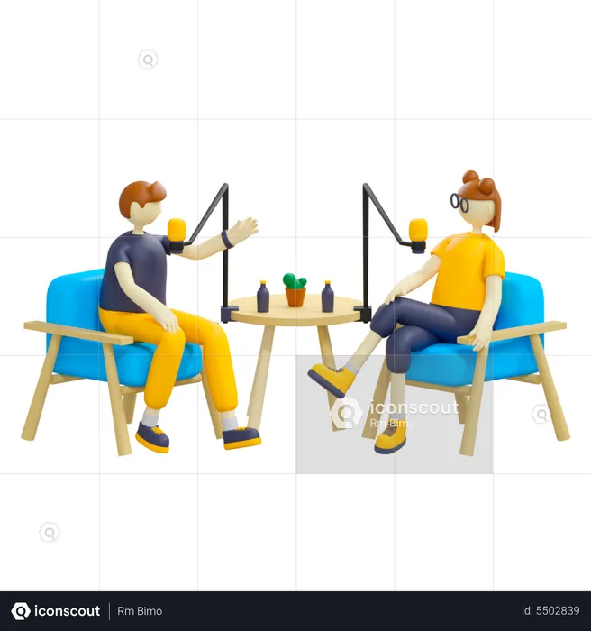 People Listen To Podcast  3D Illustration